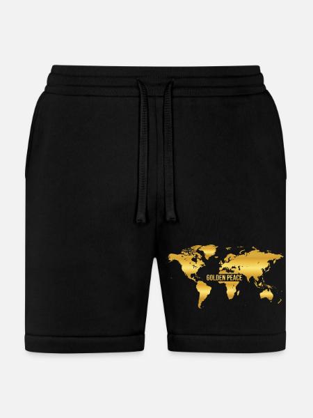 Golden Peace World Map - Bella + Canvas Unisex Short - black
