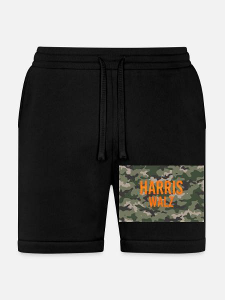 Harris Walz Camo Logo - Bella + Canvas Unisex Short - black