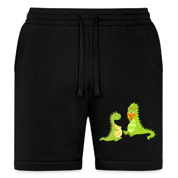 "Heartwarming Moment: Baby Dinosaur and Mother - Bella + Canvas Unisex Short - black - Front