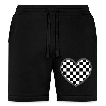 Checkered heart black white Chess - Bella + Canvas Unisex Short - black - Front
