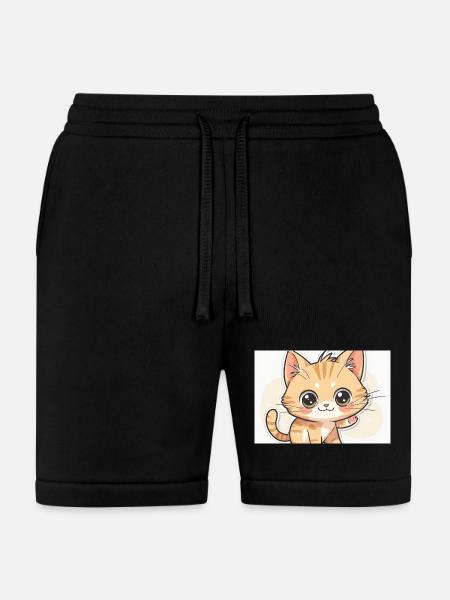 Waving Kawaii Orange Tabby - Bella + Canvas Unisex Short - black