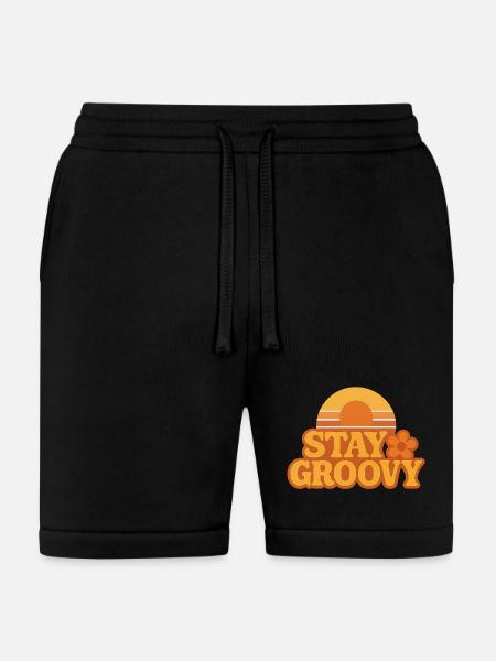 Retro Sunset Stay Groovy Graphic - Bella + Canvas Unisex Short - black
