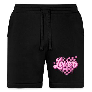 Love Babe Heart Checkered Pink - Bella + Canvas Unisex Short - black - Front