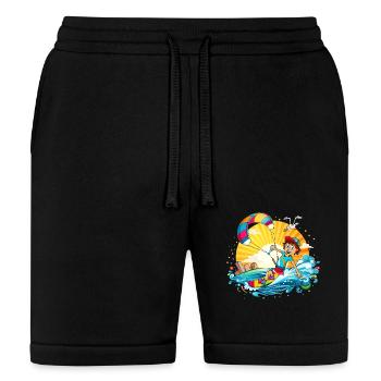 kite surfing illustration in cartoon style - Bella + Canvas Unisex Short - black - Front