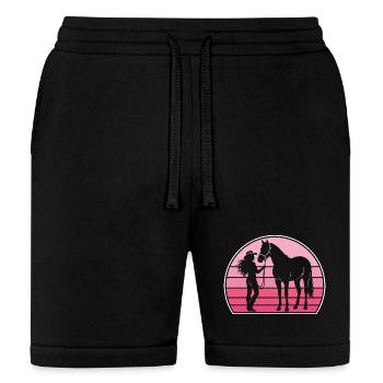Cute Girl with Horse Silhouette Sunset Western - Bella + Canvas Unisex Short - black - Front