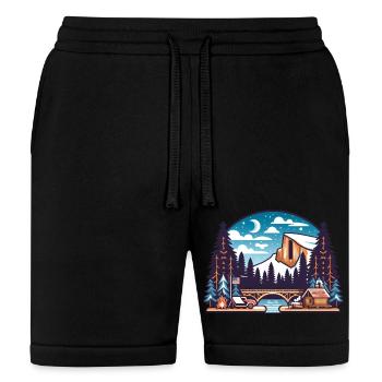 Yosemite Camping USA Wood Cabin Mountains Ski Bonf - Bella + Canvas Unisex Short - black - Front