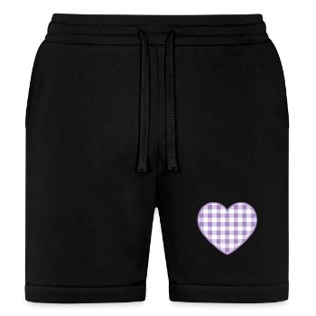 Purple Checkered Heart - Bella + Canvas Unisex Short - black - Front
