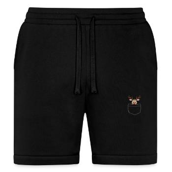 Reindeer Pocket Funny XMas Santa Claus - Bella + Canvas Unisex Short - black - Front
