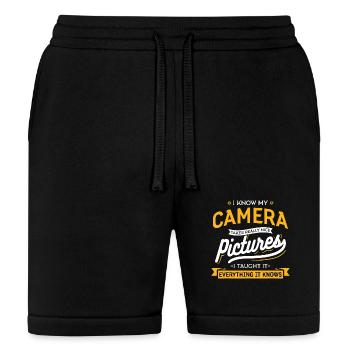 Camo American Flag Distressed (on Back) - Bella + Canvas Unisex Short - black - Front