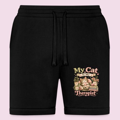 Flux Faux Embroidery My Cat Is My Therapist Design - Bella + Canvas Unisex Short