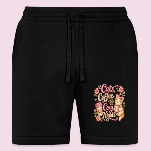 Cats, Coffee & Cozy Nights Faux Stitched Design - Bella + Canvas Unisex Short