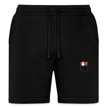 Reindeer Pocket Funny XMas Santa Claus - Bella + Canvas Unisex Short - black - Front