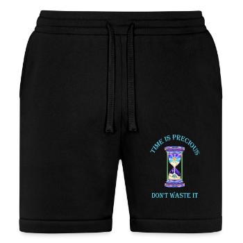 Time is Precious Don't Waste it Hourglass - Bella + Canvas Unisex Short - black - Front
