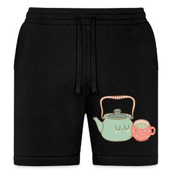 Tea Kettle and Cup of Green Tea - Bella + Canvas Unisex Short - black - Front