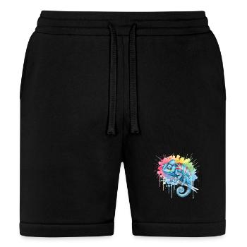 Watercolor Colorful Chameleon - Bella + Canvas Unisex Short - black - Front