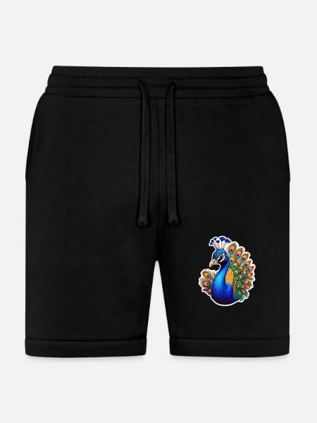 Peacock Bird - Bella + Canvas Unisex Short - black