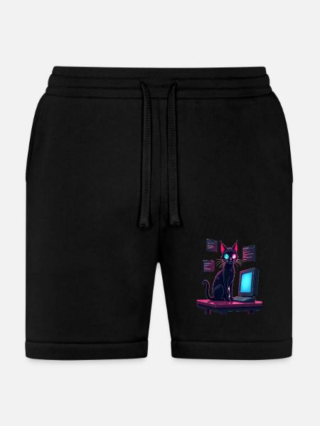 Cat.exe Has Crashed – Glitch Kitty - Bella + Canvas Unisex Short - black