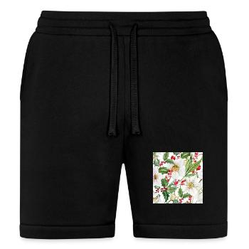 Watercolor Holly Bloom Pattern - Bella + Canvas Unisex Short - black - Front