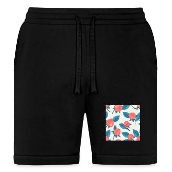 Raspberry Blue Floral Pattern - Bella + Canvas Unisex Short - black - Front