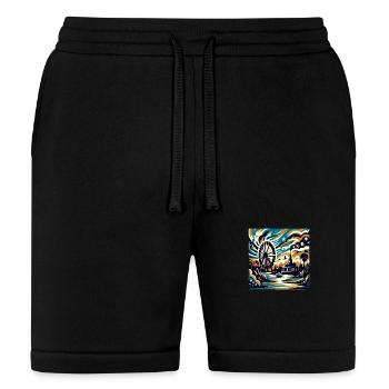Enchanted Night: Ferris Wheel & Palms - Bella + Canvas Unisex Short - black - Front
