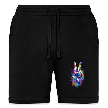 Vibrant Colorful Peace Sign Hand Digital Art - Bella + Canvas Unisex Short - black - Front