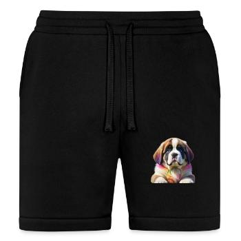 Rainbow Ombre Saint Bernard Puppy - Bella + Canvas Unisex Short - black - Front