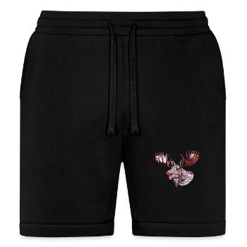 Crimson Antler Moose Pebble Art Illustration - Bella + Canvas Unisex Short - black - Front