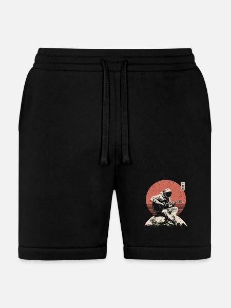 Astronaut Guitar on Lunar Sunset - Bella + Canvas Unisex Short - black