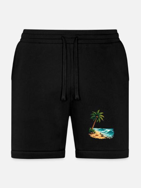 Tropical Palm Tree Beach Summer T-Shirt - Bella + Canvas Unisex Short - black