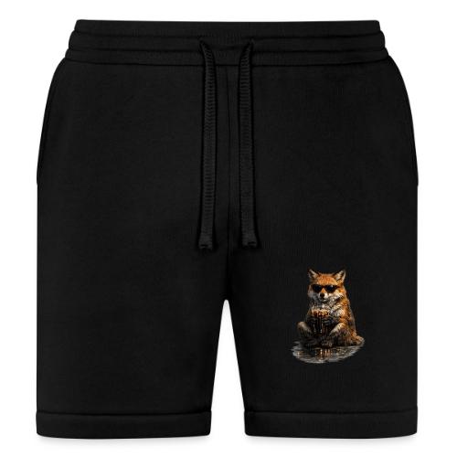 Cool Red Fox Wearing Sunglasses Drinking Coffee - Bella + Canvas Unisex Short