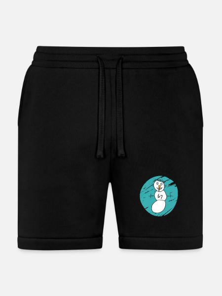 Whimsical Snowman on Cyan Swirl - Bella + Canvas Unisex Short - black