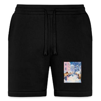 Winter Market Scene Artwork - Bella + Canvas Unisex Short - black - Front