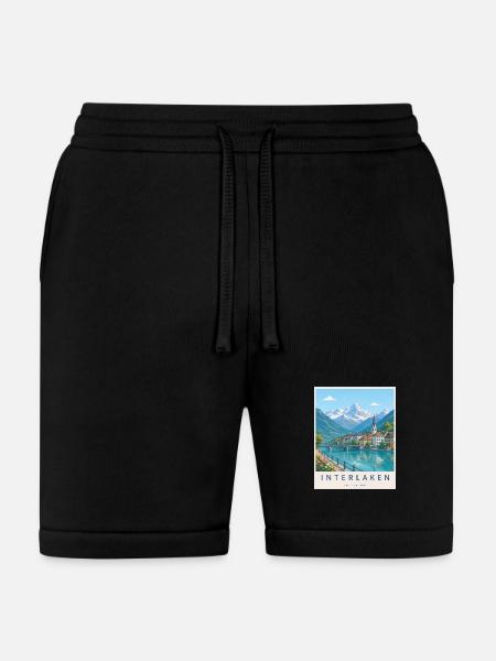Interlaken Alpine Lakescape - Bella + Canvas Unisex Short - black