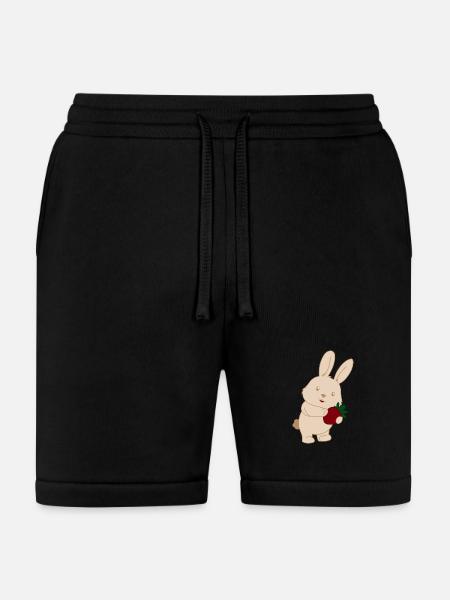 Bunny Holding Strawberry Charm - Bella + Canvas Unisex Short - black