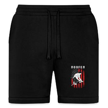 4th of July US Flag Construction Roofers - Bella + Canvas Unisex Short - black - Front