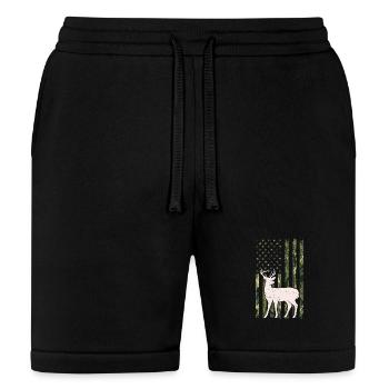 Deer Camo American Flag Design - Bella + Canvas Unisex Short - black - Front