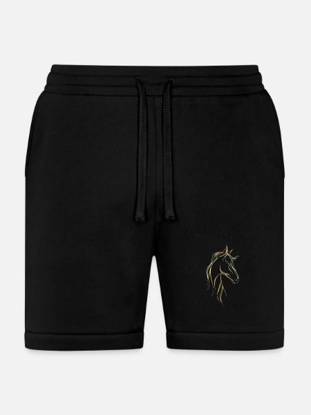 Golden horse line art  - Bella + Canvas Unisex Short - black
