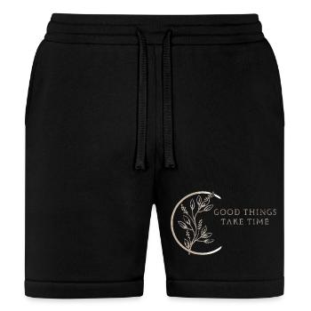 Good Things Take Time Botanical Logo - Bella + Canvas Unisex Short - black - Front