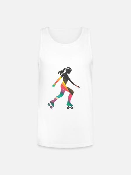 Roller Skating Girl - Unisex Tri-Blend Organic Tank - white