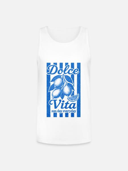 Italian Lemon, Summer Vibes Shirt, Vacation Tee - Unisex Tri-Blend Organic Tank - white