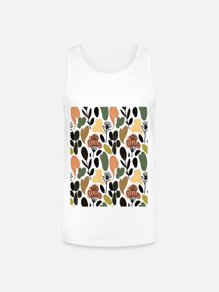 Rustic Botanical Floral Pattern - Unisex Tri-Blend Organic Tank - white