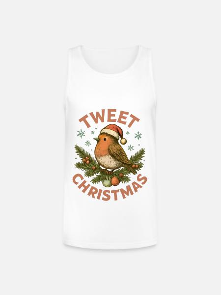 Tweet Christmas Cute Bird Holiday - Unisex Tri-Blend Organic Tank - white