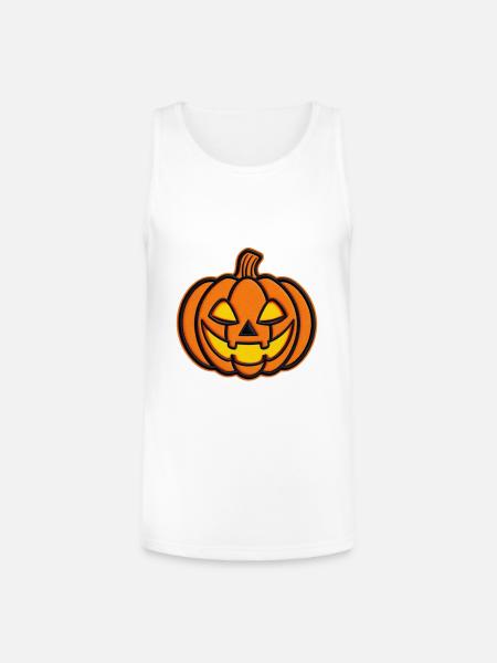 Pumpkin Jack-o-Lantern Patch - Unisex Tri-Blend Organic Tank - white