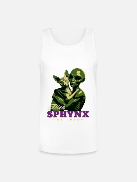 Alien Sphynx Cat - Unisex Tri-Blend Organic Tank - white