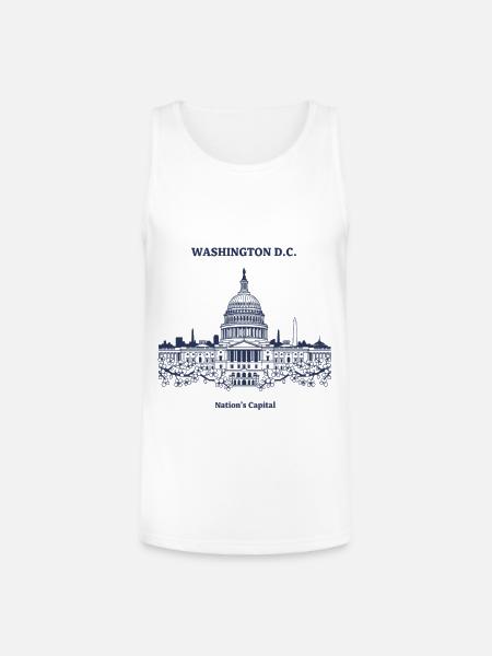 Capitol Skyline in Blue - Unisex Tri-Blend Organic Tank - white