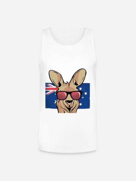 Aussie Kangaroo Sunglasses Flag - Unisex Tri-Blend Organic Tank - white