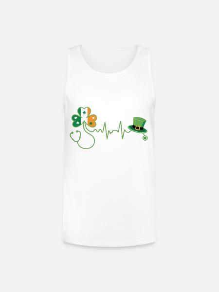 Stethoscope Shamrock Heartbeat - Unisex Tri-Blend Organic Tank - white