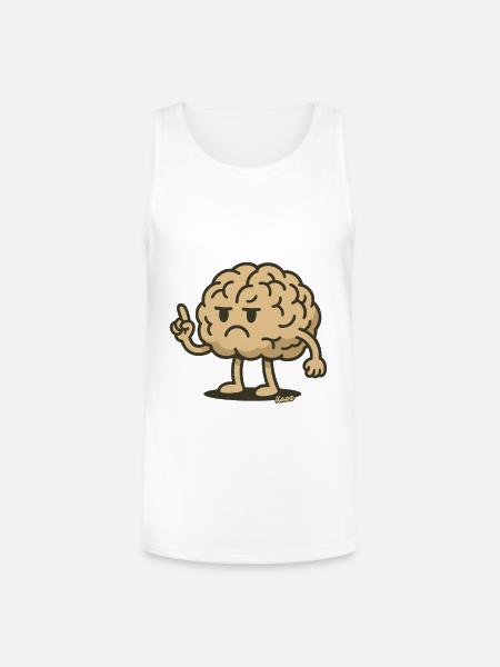 Angry Brain Pointing Finger - Unisex Tri-Blend Organic Tank - white