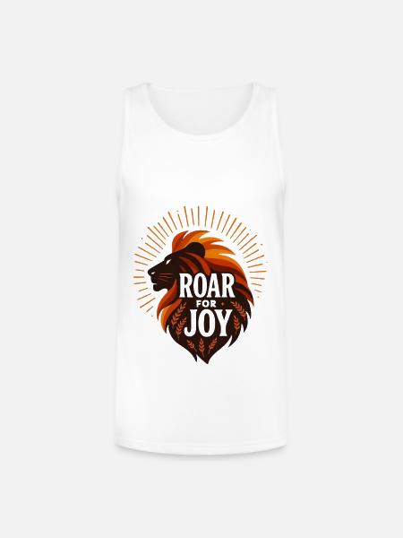 Roar for Joy Lion Emblem - Unisex Tri-Blend Organic Tank - white