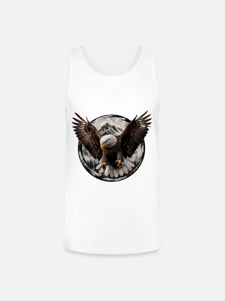 Eagle Over Mountain Circle - Unisex Tri-Blend Organic Tank - white